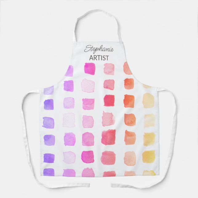 Delantal de artista rosa personalizado (Anverso)