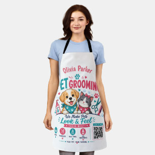 Delantal de aseo de mascotas con nombre personaliz