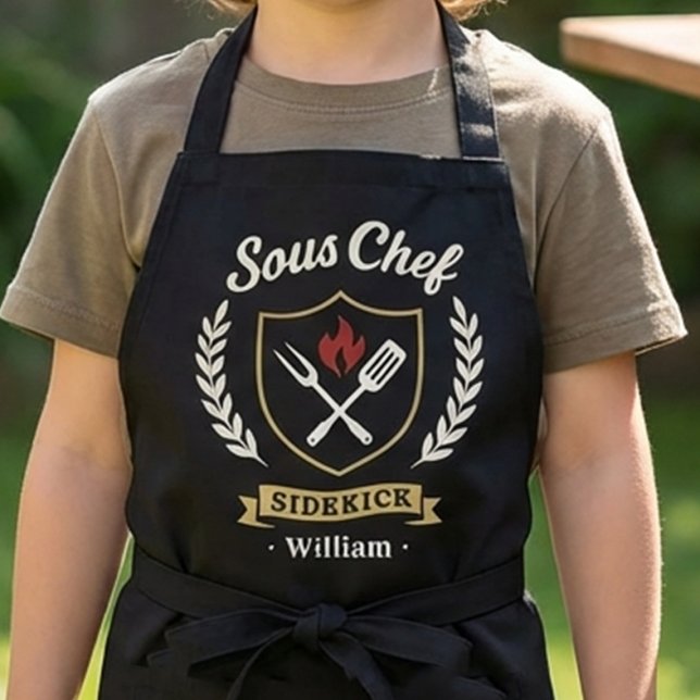 Delantal de Ayudante de Chef Junior con Nombre Per (Personalized Sous Chef Sidekick Kids Apron Gift)