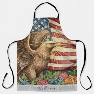 Delantal de bandera americana vintage, águila, coc