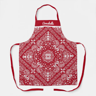 Delantal de barbacoa de bandana roja personalizabl
