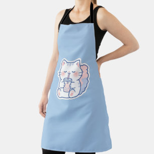 Delantal de Barista de Té de Burbujas de Gato Kawa