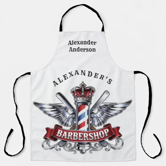 Delantal de barra de barbero con alas de cromo (Anverso)