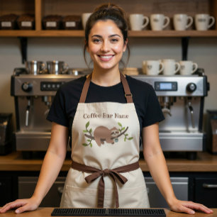Delantal de barra de café de perezoso personalizad