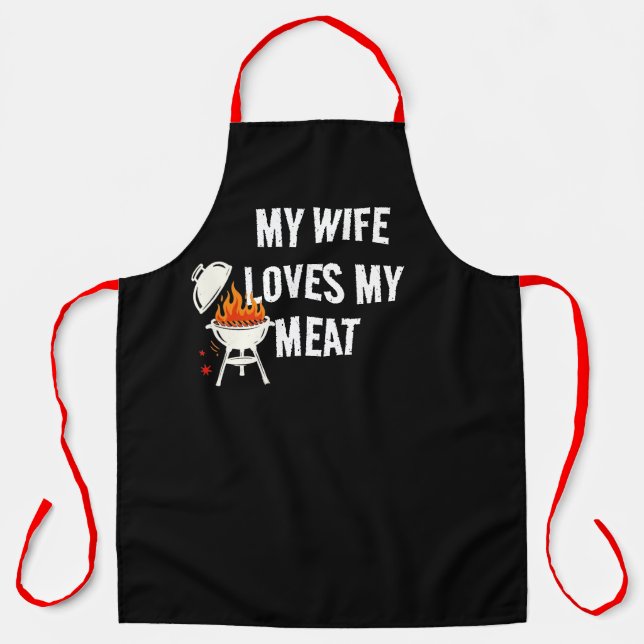 Delantal de BBQ - A mi esposa le encanta mi carne  (Anverso)