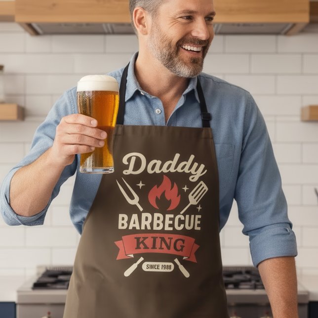 Delantal de BBQ Daddy Barbecue King para Papá (Subido por el creador)
