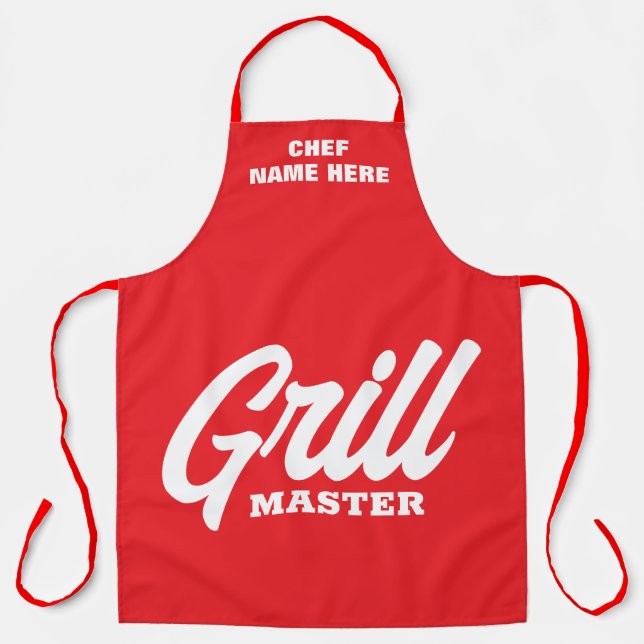 Delantal de BBQ Grill Master rojo personalizado pa (Anverso)