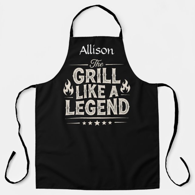 Delantal de BBQ Personalizado Como una Leyenda BBQ (Anverso)