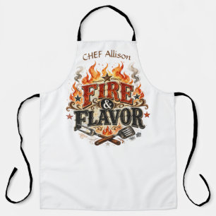 Delantal de BBQ Personalizado Fuego y Sabor Nomb