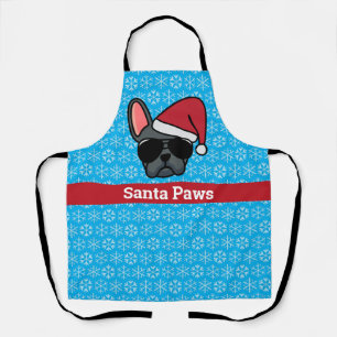 Delantal de Bulldog Francés Azul Navidad
