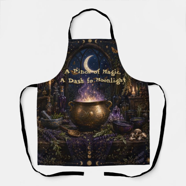 Delantal de caldero de cocina de bruja celestial (Anverso)