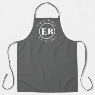 Delantal de Chef con Logotipo Monograma Gris Perso
