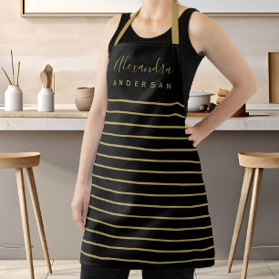 Delantal de chef con monograma de nombre en oro ne