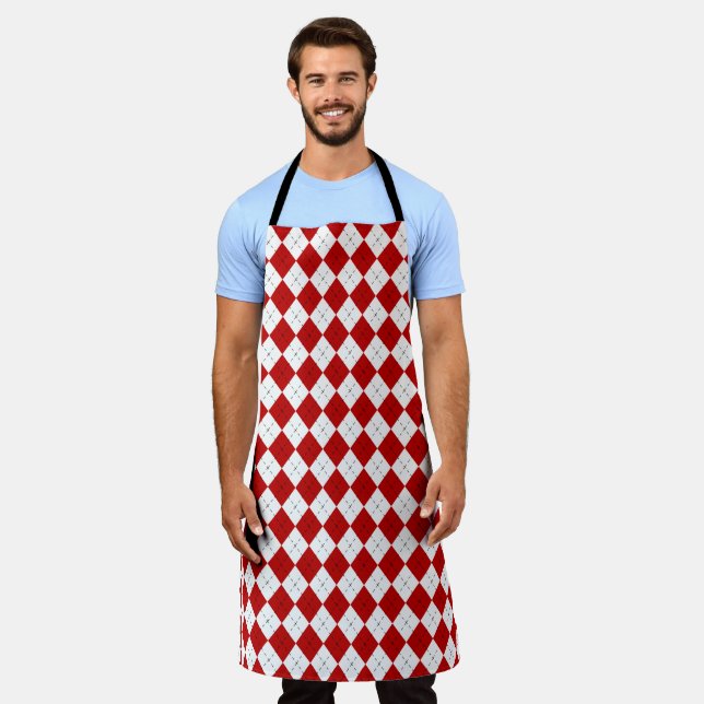 Delantal de chef de argyle rojo retro (Gastado)