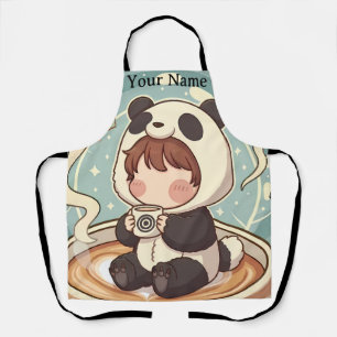 Delantal de chef de cocina de café de panda lindo