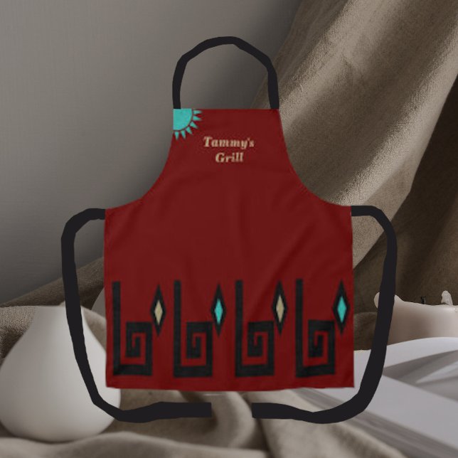 Delantal de chef estilo azteca sudoccidental rojo  (Subido por el creador)