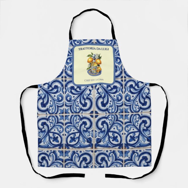 Delantal de Chef Limoncello con Azulejos Sicilian (Anverso)