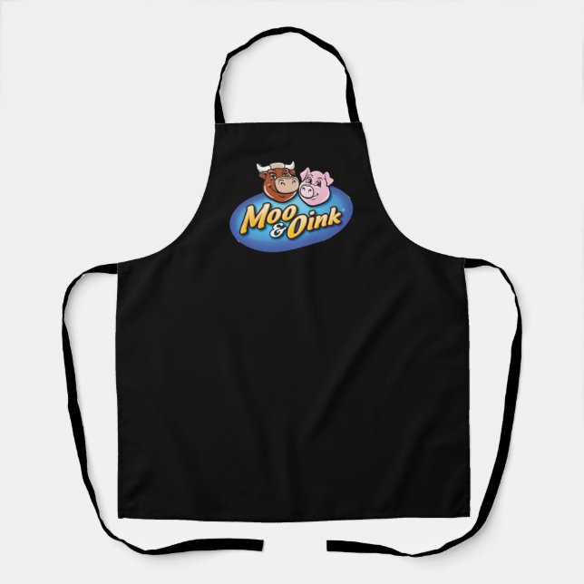 Delantal de chef negro Moo & Oink (Anverso)