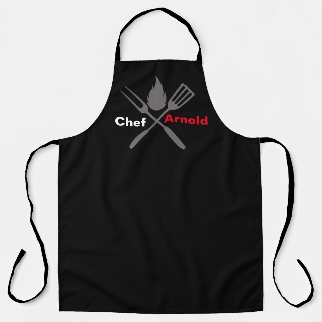 Delantal de Chef Negro Personalizado | Personaliza (Anverso)
