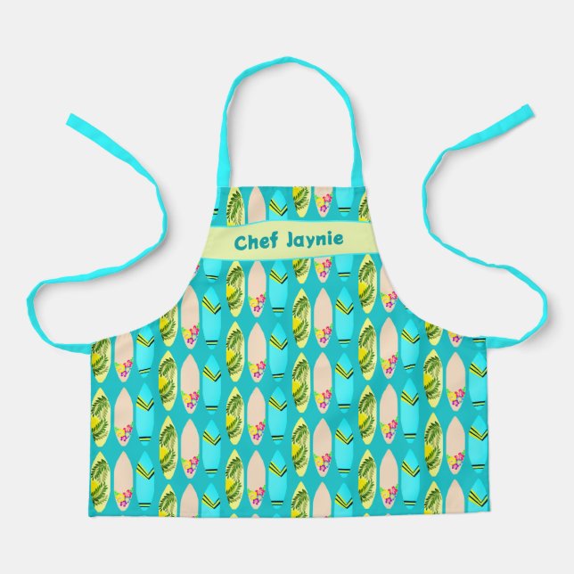 Delantal de Chef Surfista con Patrón de Tabla de S (Anverso)