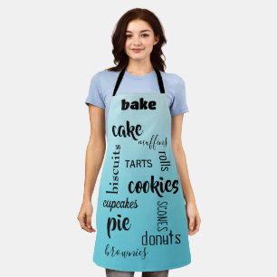 Delantal de cocina azul turquesa 'Baking Words'