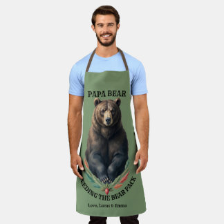 Delantal de cocina BBQ Papa Bear personalizado par