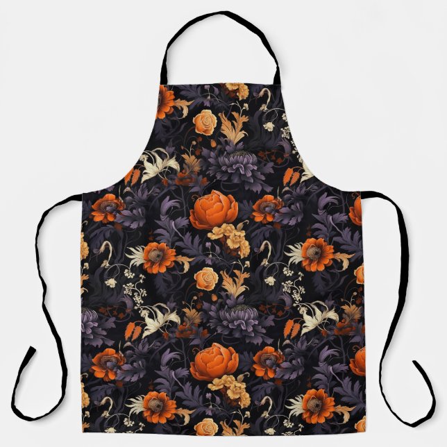 Delantal de cocina botánico de otoño Halloween (Anverso)