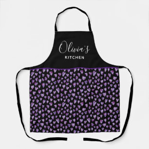 Delantal de cocina con corazón de acuarela morada
