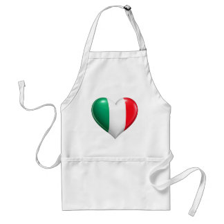 Delantal de cocina con corazón de bandera italiana