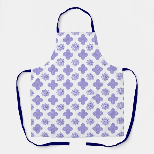 Delantal de cocina con estampado arabesco azul (Anverso)