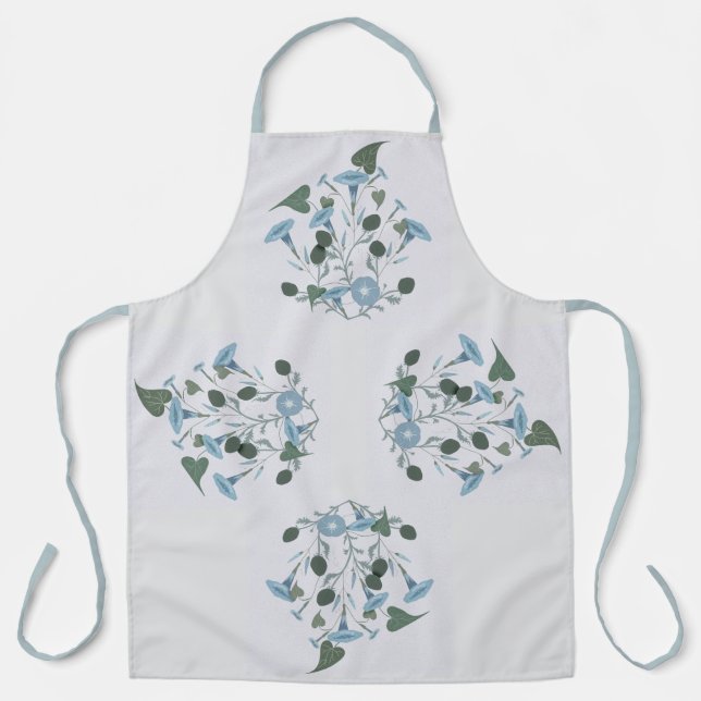Delantal de Cocina con Estampado de Flor Blanca po (Anverso)