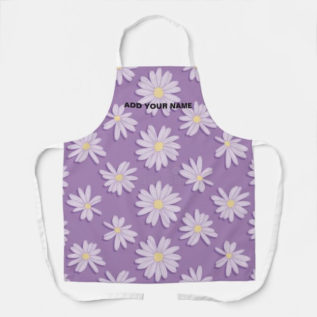 Delantal de cocina con estampado de flor de margar (Anverso)