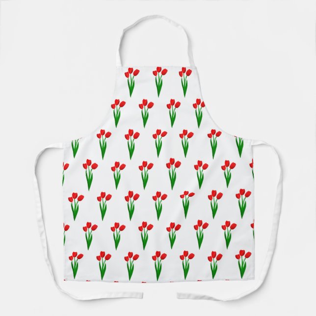 Delantal de cocina con estampado de flores de tuli (Anverso)