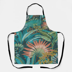 Delantal de cocina con estampado de flores tropica