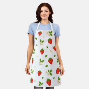 Delantal de cocina con estampado de fresa