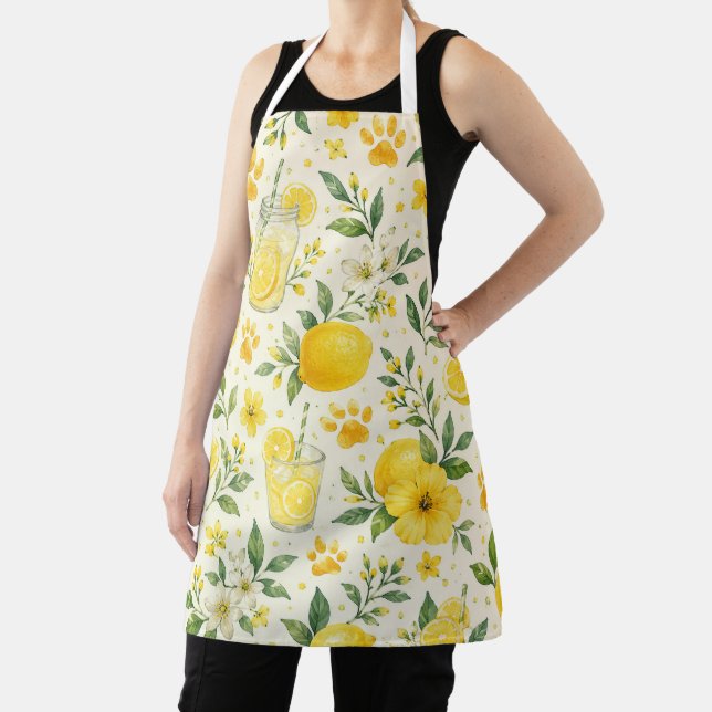 Delantal de cocina con estampado de pata de limón  (in situ)