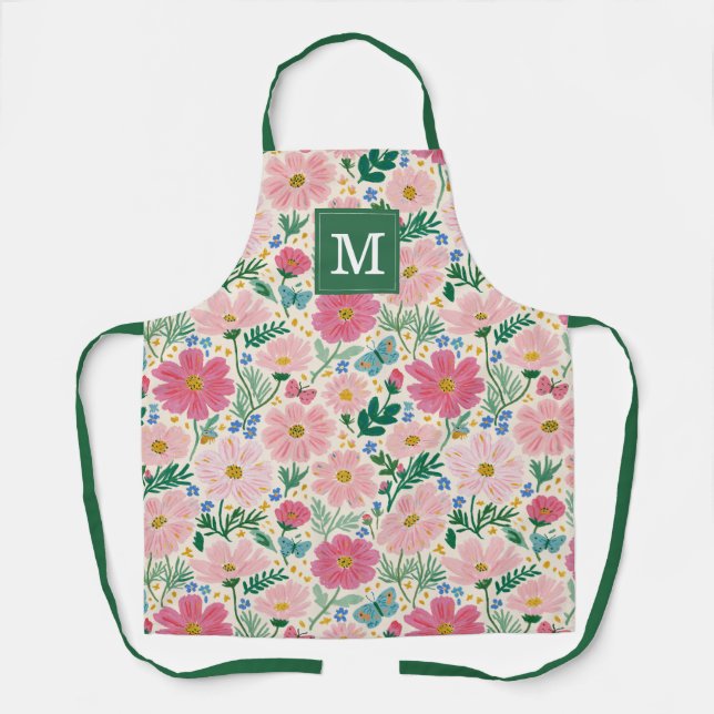 Delantal de cocina con flores de jardín lindas (Anverso)