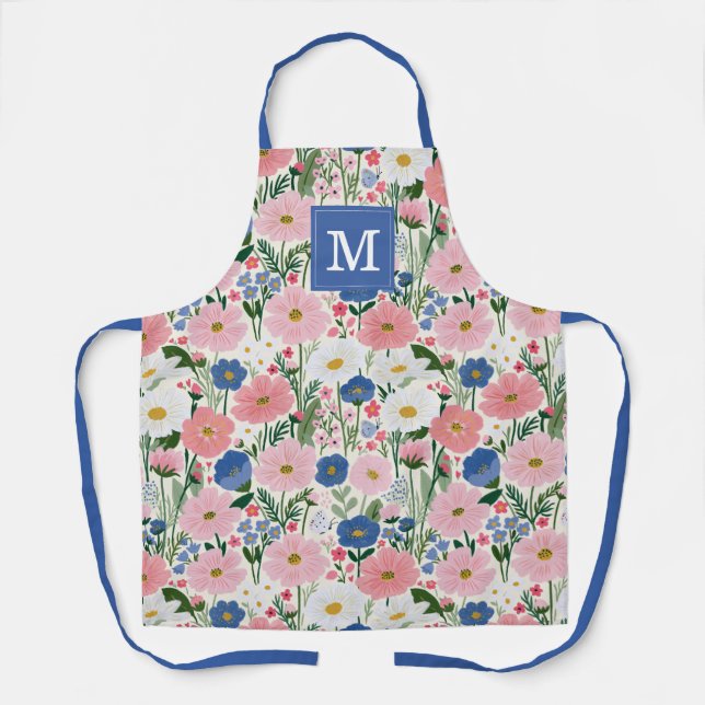 Delantal de cocina con flores de jardín lindas (Anverso)