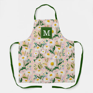 Delantal de cocina con flores de margarita lindas