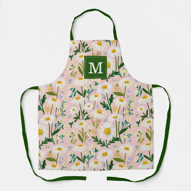 Delantal de cocina con flores de margarita lindas (Anverso)