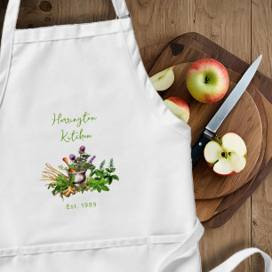 Delantal de cocina con hierbas medicinales año de 