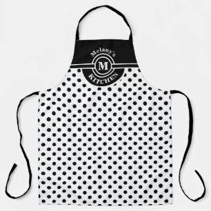 Delantal de cocina con lunares en blanco y negro c