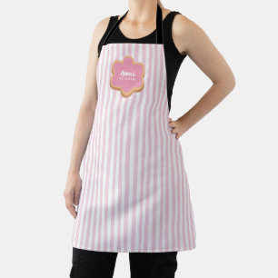 Delantal de cocina con nombre personalizado y raya