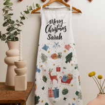 Delantal de Cocina con Patrón de Feliz Navidad en