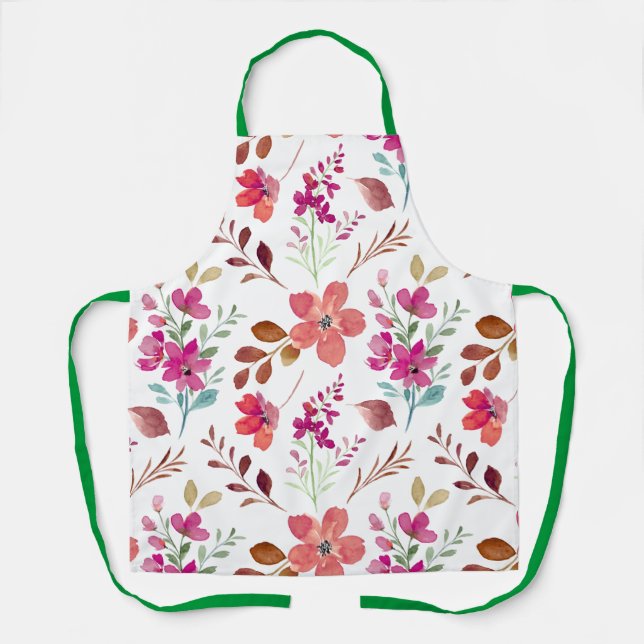 Delantal de cocina con patrón floral retro boho (Anverso)