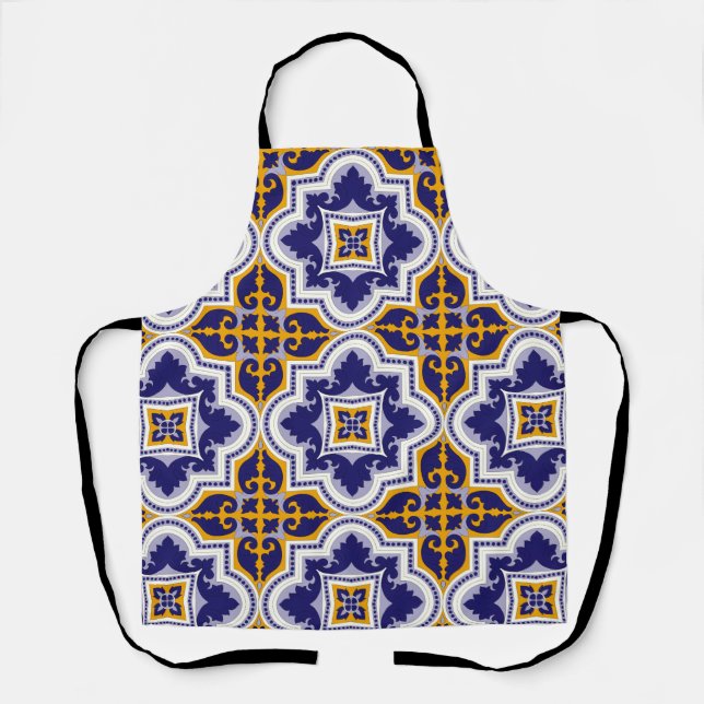 Delantal de cocina con patrón mediterráneo (Anverso)