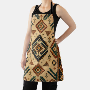 Delantal de cocina con patrón tribal azteca boho