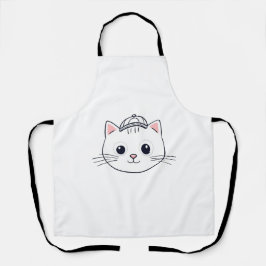Delantal de Cocina con Pechera Blanca y Gato de Di