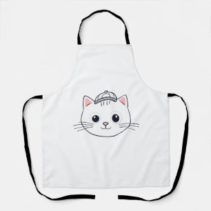 Delantal de Cocina con Pechera Blanca y Gato de Di