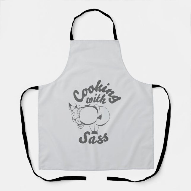 delantal de cocina con sass gris suave (Anverso)